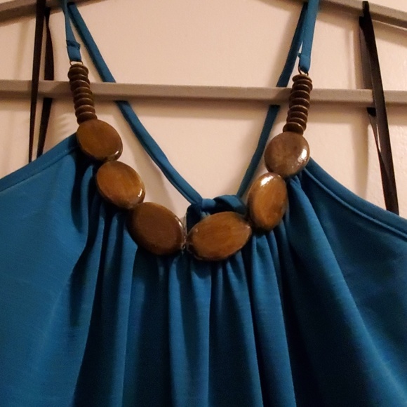 Teal Halter Style Dress - Picture 3 of 6